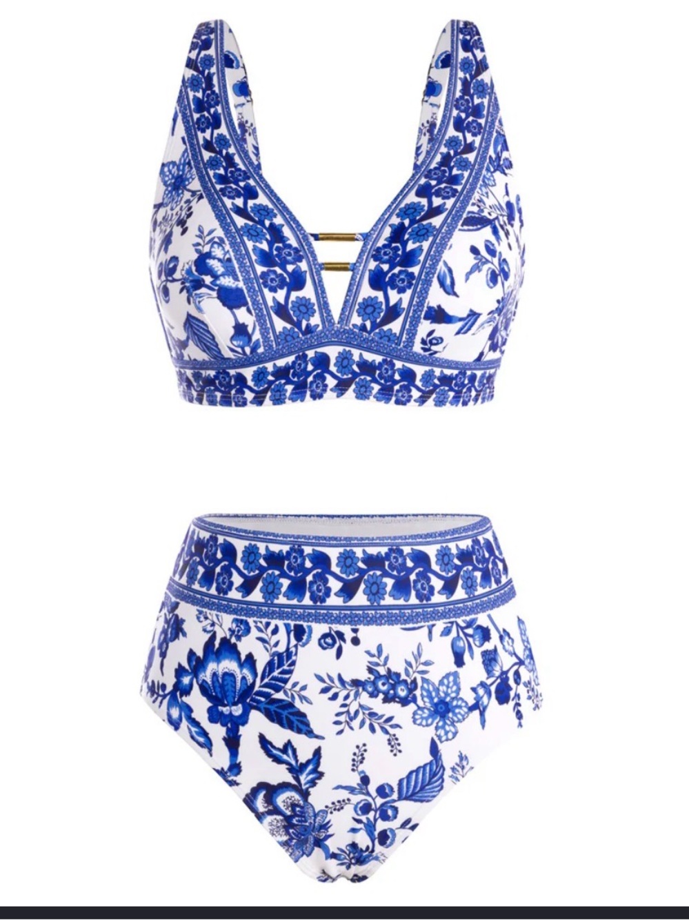 Hanna Nikole Womens High Waisted Bikini Sets Floral Print, 2 Piece